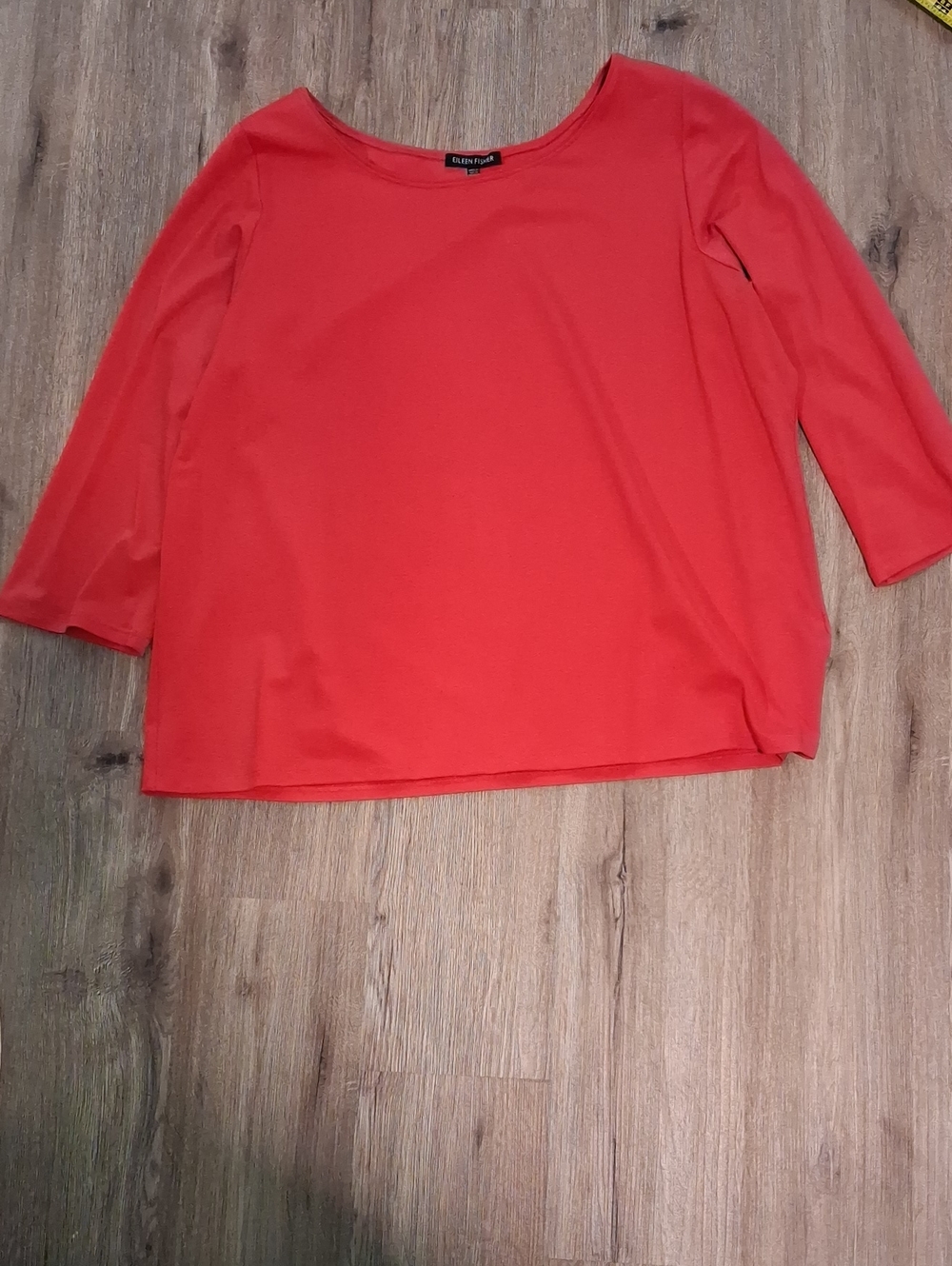 Ellen Fisher Women's Coral Boatneck 3/4 Sleeve Top